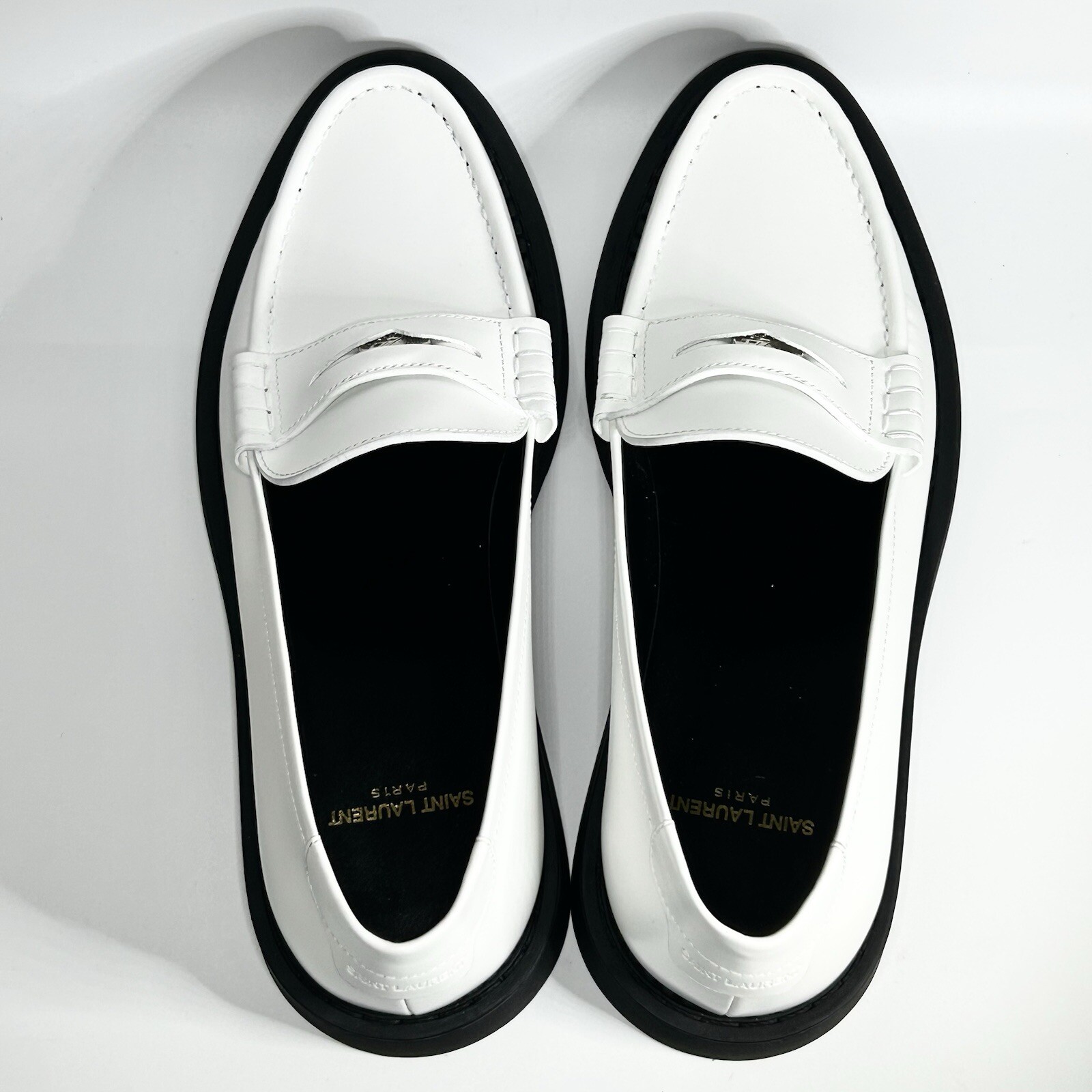 Mocassino Saint Laurent Teddy 10 penny bianco nuovo taglia 41EU 8US