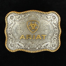 A37007 Ariat Antique Silver and Gold Oval Belt Buckle NEW