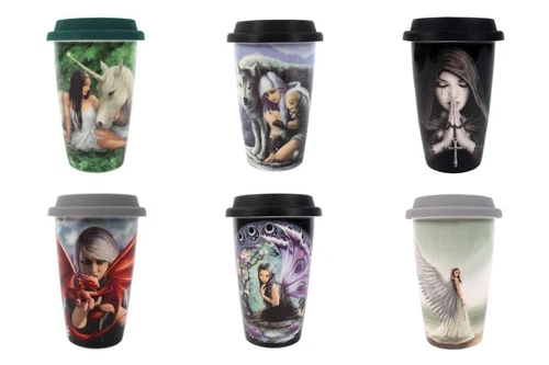 Anne Stokes Ceramic travel mug Tea Coffee Dragon/Angel/Unicorn/Wolf gothic cup