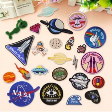 DIY Outer Space Embroidery Sew On Iron On Patch Badge Bag Fabric Applique Craft