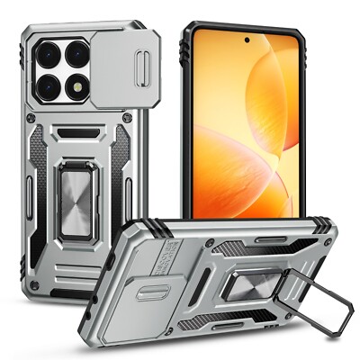 For Xiaomi Redmi Note 14 9A Magnetic Lens Protective Phone Case With Kickstand