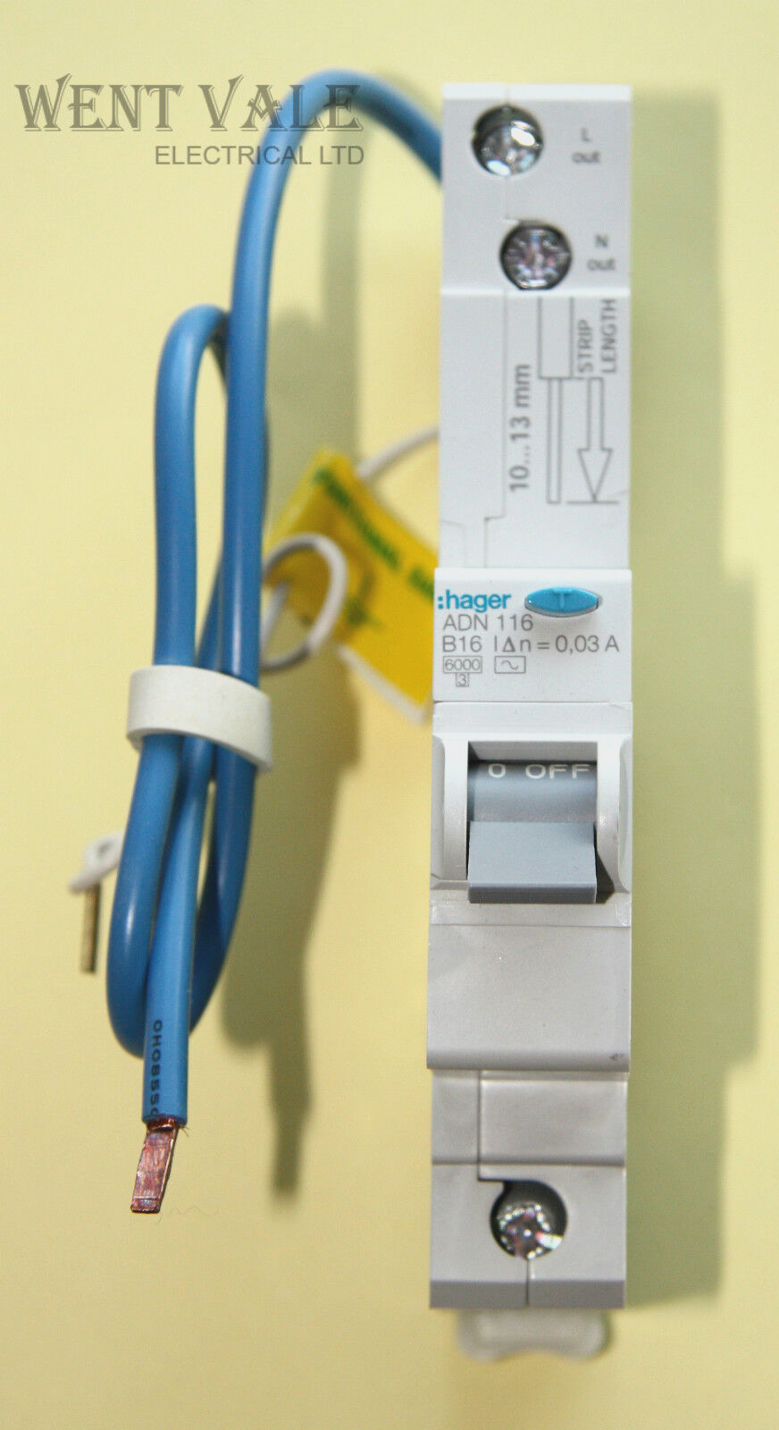 Hager ADN116 - 16a 30mA Type B Single Pole Class AC RCBO Used