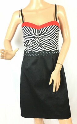 Sandro Ferrone Women's Black Chiffon Stripe Dress Size 44 Made In Italy $350