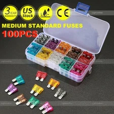 100PCS Medium Blade Fuse Assortment Auto Car Motorcycle SUV FUSES Kit APM ATM US