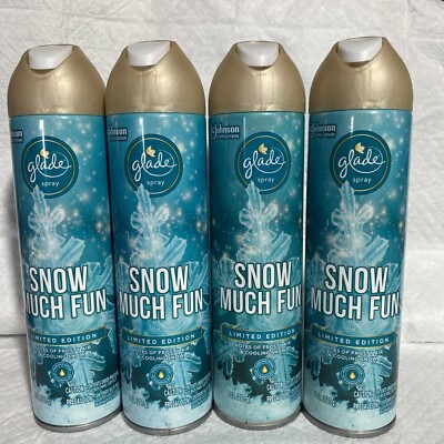 4 NEW GLADE SNOW MUCH FUN LIMITED EDITION AIR FRESHENER SPRAY FROSTY AIR