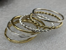 Sterling Silver Ring 6 Gold and Silver Stackable Set Rings, Stacking Ring B265