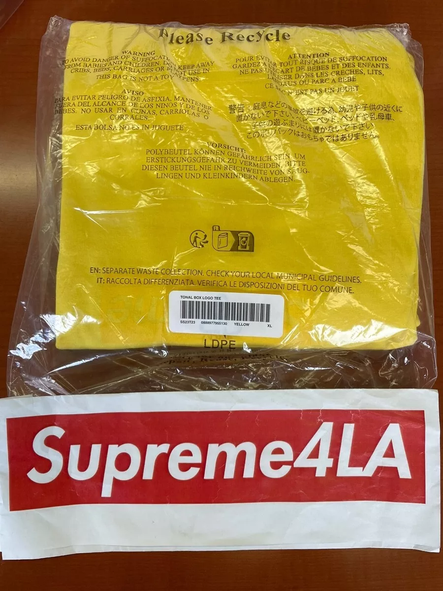 Supreme 23SS TONAL BOX LOGO TEE Yellow XL