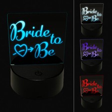 Bride to Be with Heart Wedding Bridal Shower 3D LED Night Light Sign Lamp