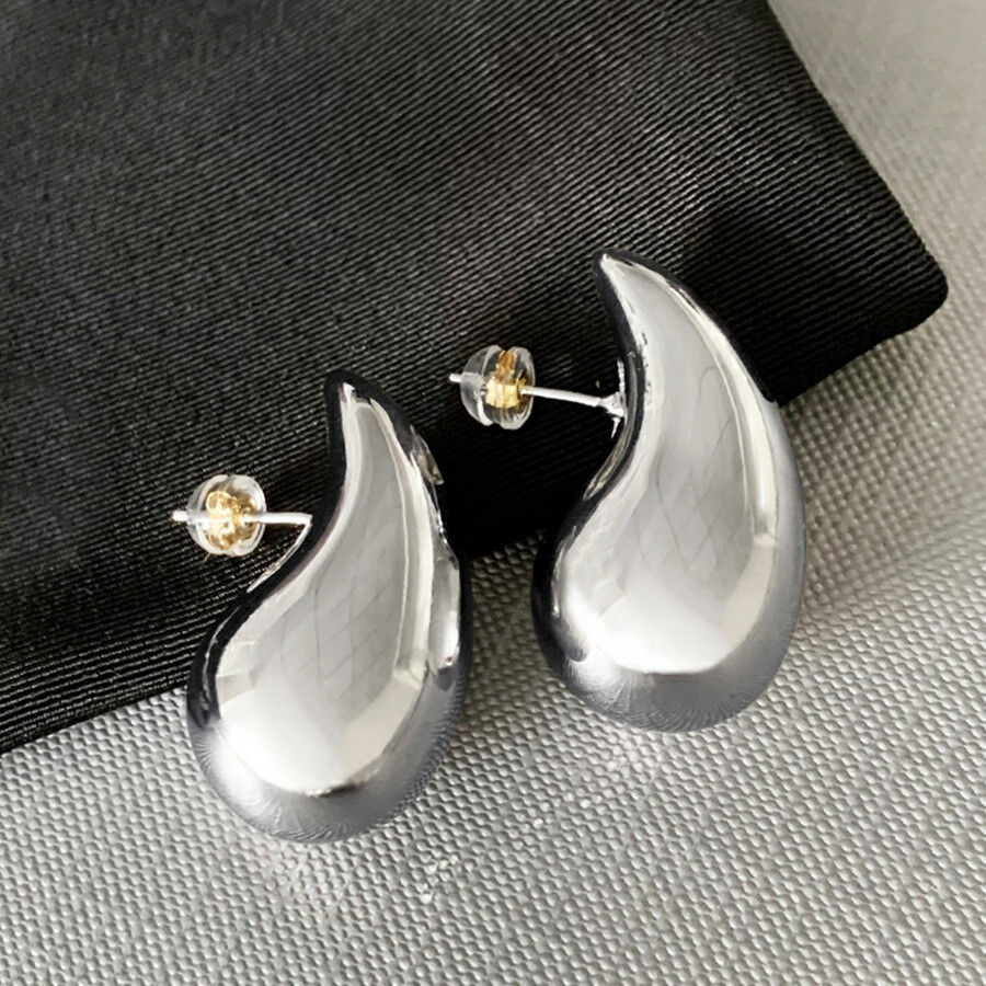 3 sizes Punk Chunky Teardrop Dome Drop Earrings Waterdrop