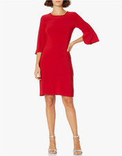Star Vixen Women's Bell Sleeve Keyhole Back 1X Red Sheath Dress   REDUCED  SALE