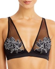 Thistle  Spire Eldridge Black Floral Mesh Bra L120440 Size 36B