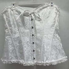 Lace Up Satin Overbust Brocade Boned Cinch Waist Corset Bustier Body Shaper XXXL