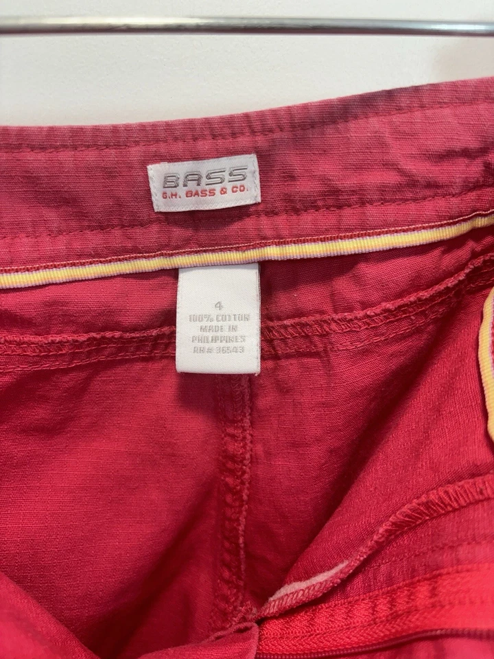 Capris GH Bass para mujer 4 capris con cordón frontal plano de algodón rosa/coral desteñido Foto 3 de 4