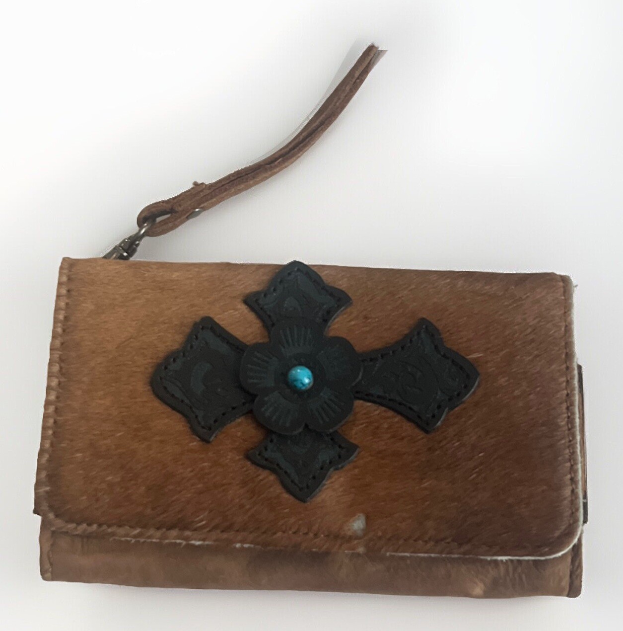 PG Collections Cross Rawhide Brown Genuine Leather / Wallet / Wristlet