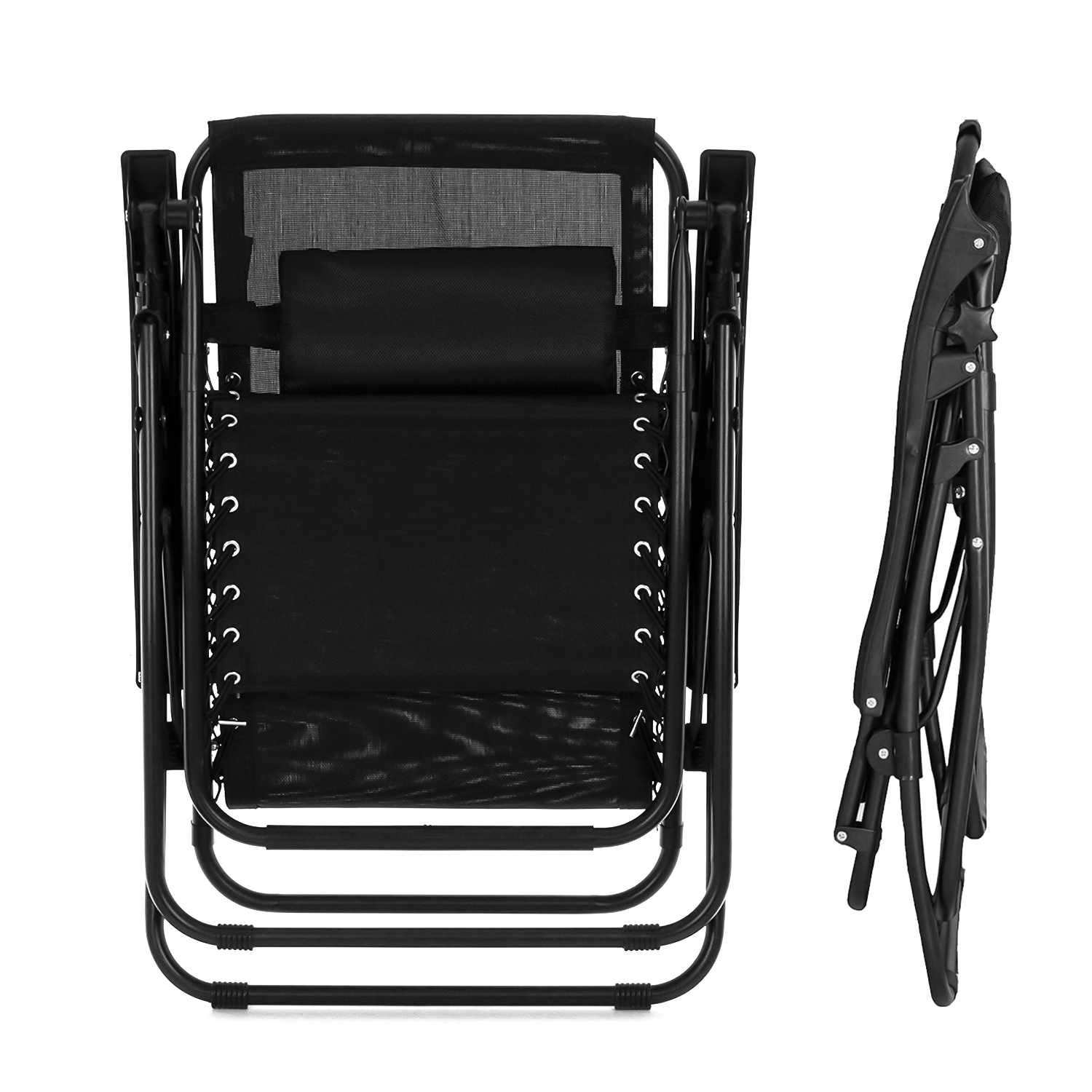 2 X RECLINING SUN LOUNGER OUTDOOR GARDEN FOLDING ZERO GRAVITY CHAIR