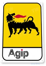 TIN SIGN AGIP Gas Oil Sign, Station, Garage, Auto Shop, Retro, Metal Décor, B085