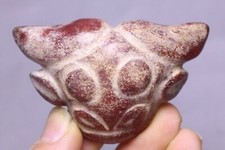 6.4CM Hongshan Culture Old Jade Niu Beast Head Face Amulet Pendant Statue