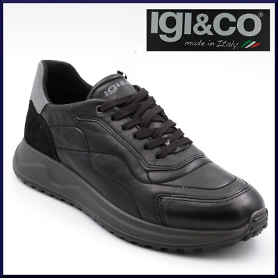 Scarpe da uomo IGI CO invernali in vera pelle nere sneakers