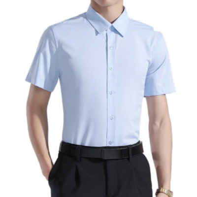 Mens Formal Shirts Office Short Sleeves Elastic Bussiness Casual Summer Shirts