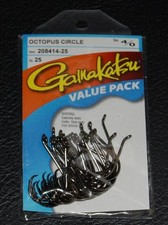 25 Pack Gamakatsu 208414-25 Octopus Circle Hooks Offset-point NS Black Size 4/0
