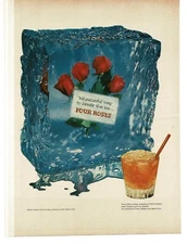 1956 Four Roses Whiskey block of ice Vintage Print Ad