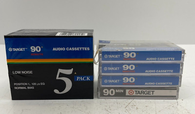 Lot of 5 Target 90mins Normal Bias Blank Audio Cassette Tape Low Noise