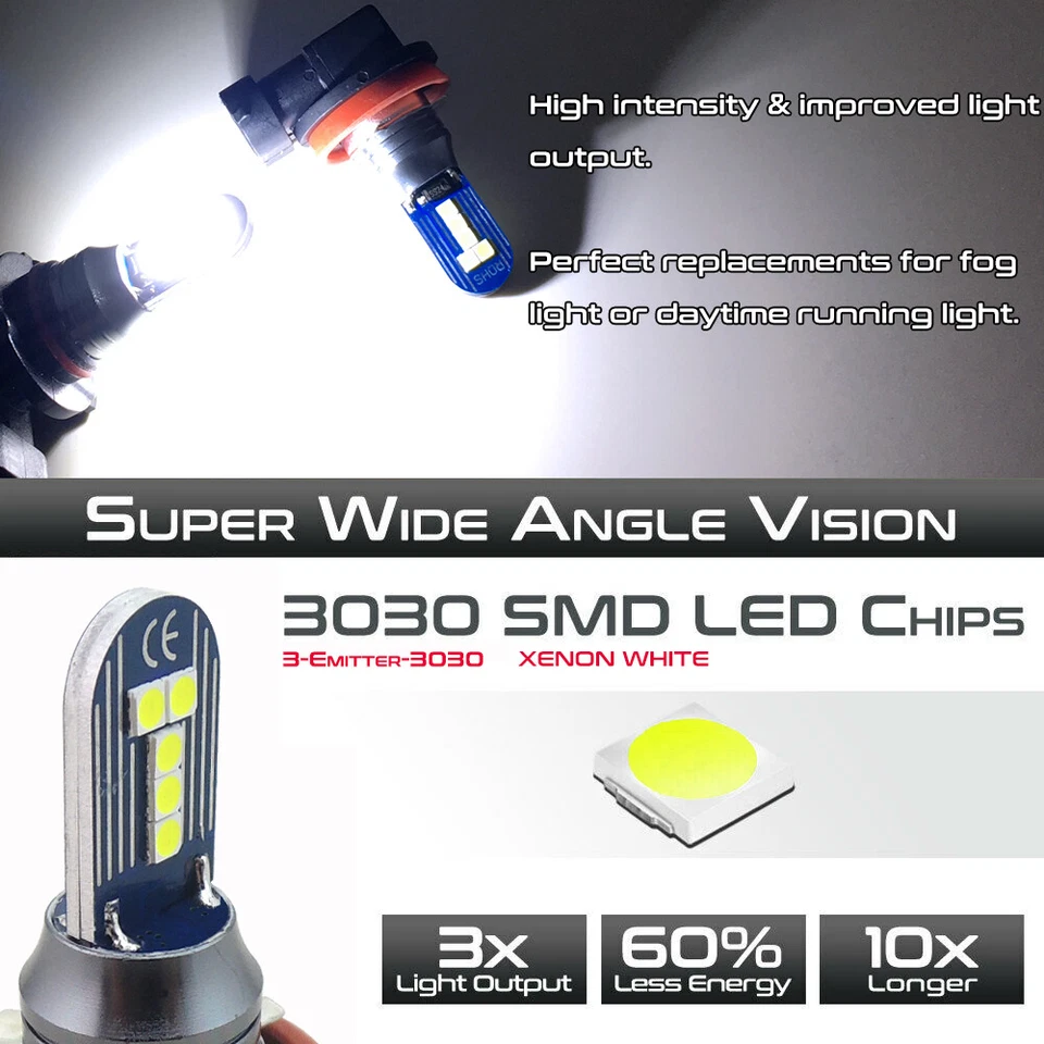 2 luces antiniebla blancas HID extremadamente brillantes bombillas LED para Dodge Durango 2014-2020 Foto 4 de 4