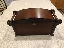 Bombay Decorative Wooden Box  Brass Accents, Lock, Feet, Hinged Lid