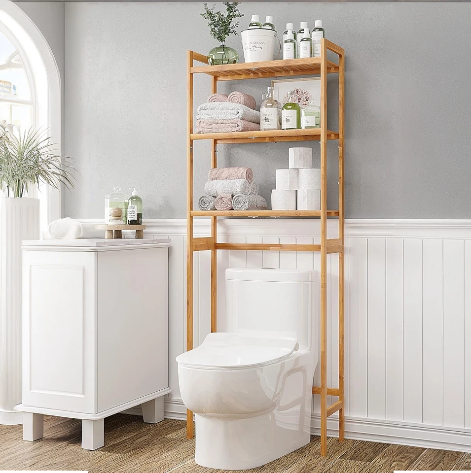 Waschmaschinenregal Holz Toilettenregal Bambus WC Regal über Waschmaschine DHL - Bild 2 von 4