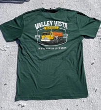 Mens XL Cotton Graphic Tee Forest Green Valley Vista Trucking