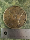 Large Vintage 3” 1916 Mercury Dime metal coin 1970s New Old Stock USA 10 cents