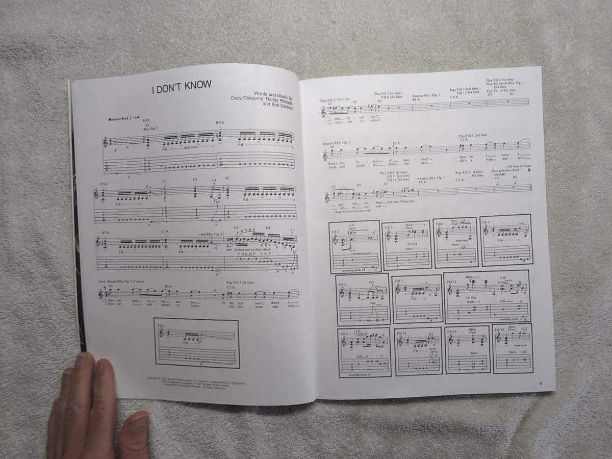Ozzy Osbourne Randy Rhoads Tribute 1987 TAB Songbook Crazy Train