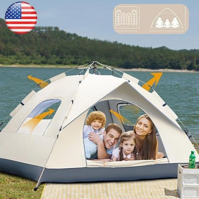 Camping Tent 3-4 Person Easy Pop Up Tent with 2 Doors - UPF50+ Waterproof New US