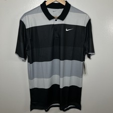 FZ7448-010 Nike Victory Men's Dri-FIT Golf Polo Black White Colorblock Size M