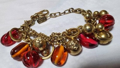 Versace Medusa Logo Fringe Ball Decorated W Chain Bracelet Used