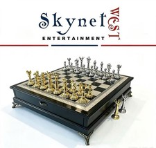 Luxury 40*40*8cm Metal Chess Set with  Drawer Design