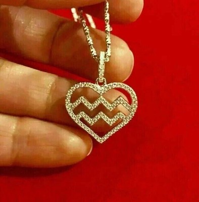 1.40Ct Round Real Moissanite Custom Heart Shape Pendant 14K Yellow Gold Plated