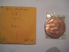 1959 New Zealand 1 Penny Foreign Coin Mint Uncirculated