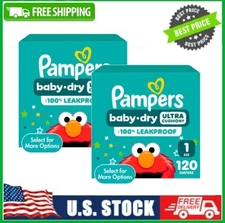 2 Box Pampers Baby Dry Diapers Size 1, 120 Count Box