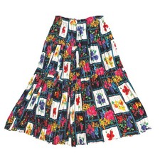 Vtg Designs by Julie Floral Broomstick Patchwork Floral Tiered Maxi Skirt Boho M