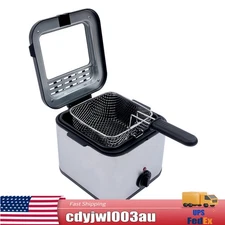 Electric Deep Fryer With Basket Small Fryer Stainless Steel Fish Fryer 1KW 2.5L!