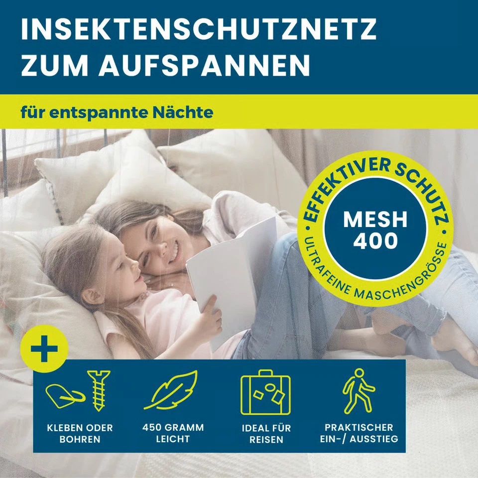 HOBERG Moskitonetz Reise - XXL Mückennetz Bett Outdoor für Einzel- & Doppelbett - Bild 2 von 4