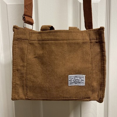 LETU Brown Corduroy Tote Bag Adjustable Shoulder Strap Carry Strap Bag small