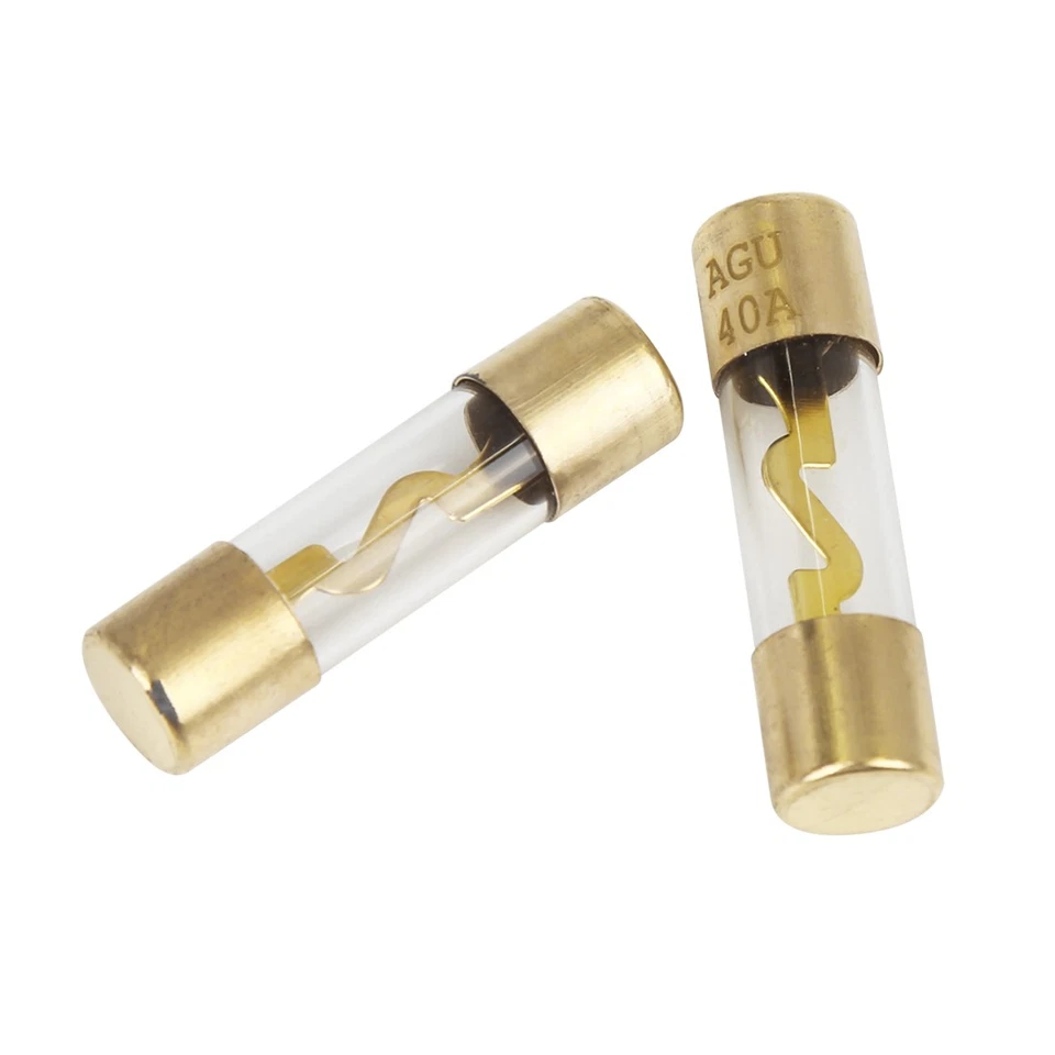 5pcs 40 Amp AGU Fuse Gold Tone Plated DC 32V for Car Audio Video Stereo 38x10mm - Image 4 of 4