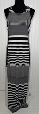 Gianni Bini Maxi Dress White Black Semi Sheer Bottom Lined Womens Size Medium