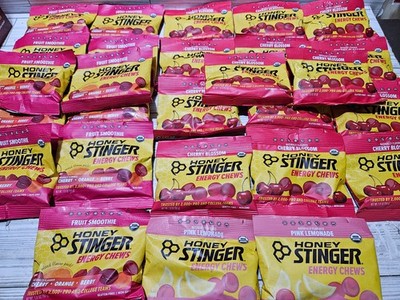 Lot of 27 Honey Stinger Energy Chews Fruit Smoothie Cherry Pink Lemonade 10/2026