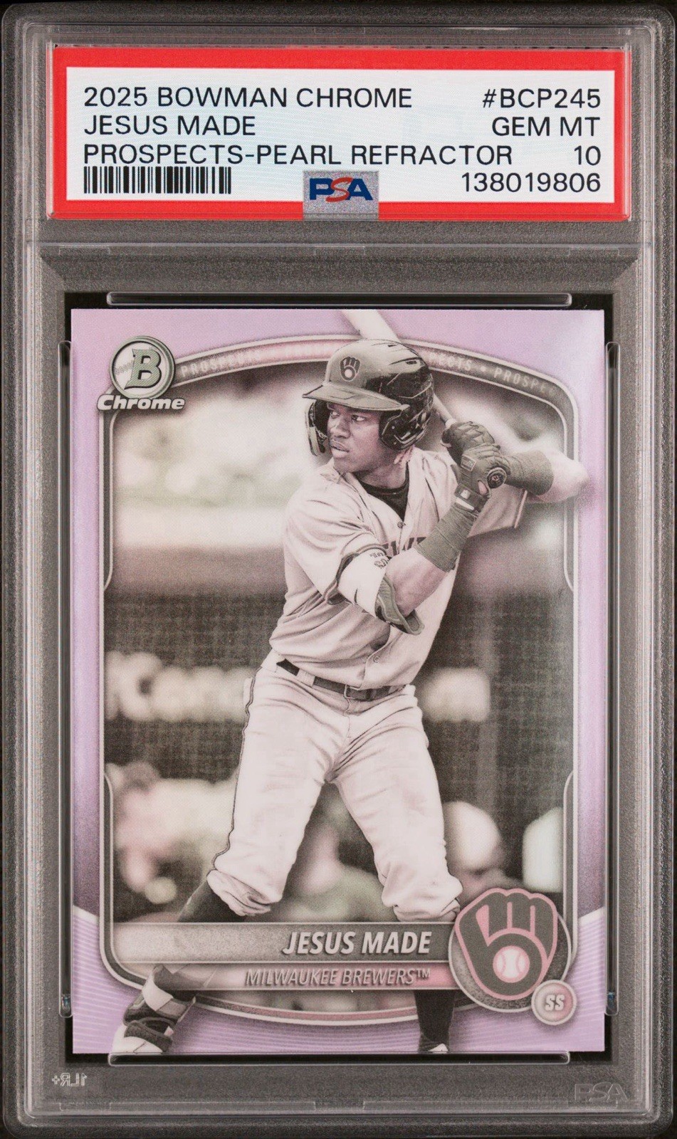 2025 Bowman Chrome Prospects Jesus Made #BCP-50 Pearl Refractor (RC) PSA 10
