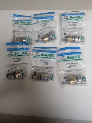 6 - SharkBite EvoPEX Coupling 3/4'' X 3/4'' Push PEX Tube Female Adapter K088A