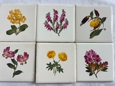 6  Fliesen Kacheln Untersetzer Villeroy& Boch Alpenblumen 10,5 Handbemalt