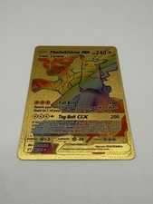 Pikachu & Zekrom GX - l Gold FAN Art TAG TEAM Textured Holo Rainbow